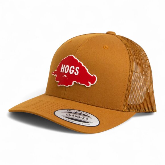 Arkansas Razorbacks Retro HOGS Red YP Snapback Hat- Carmel - Picture 1 of 3